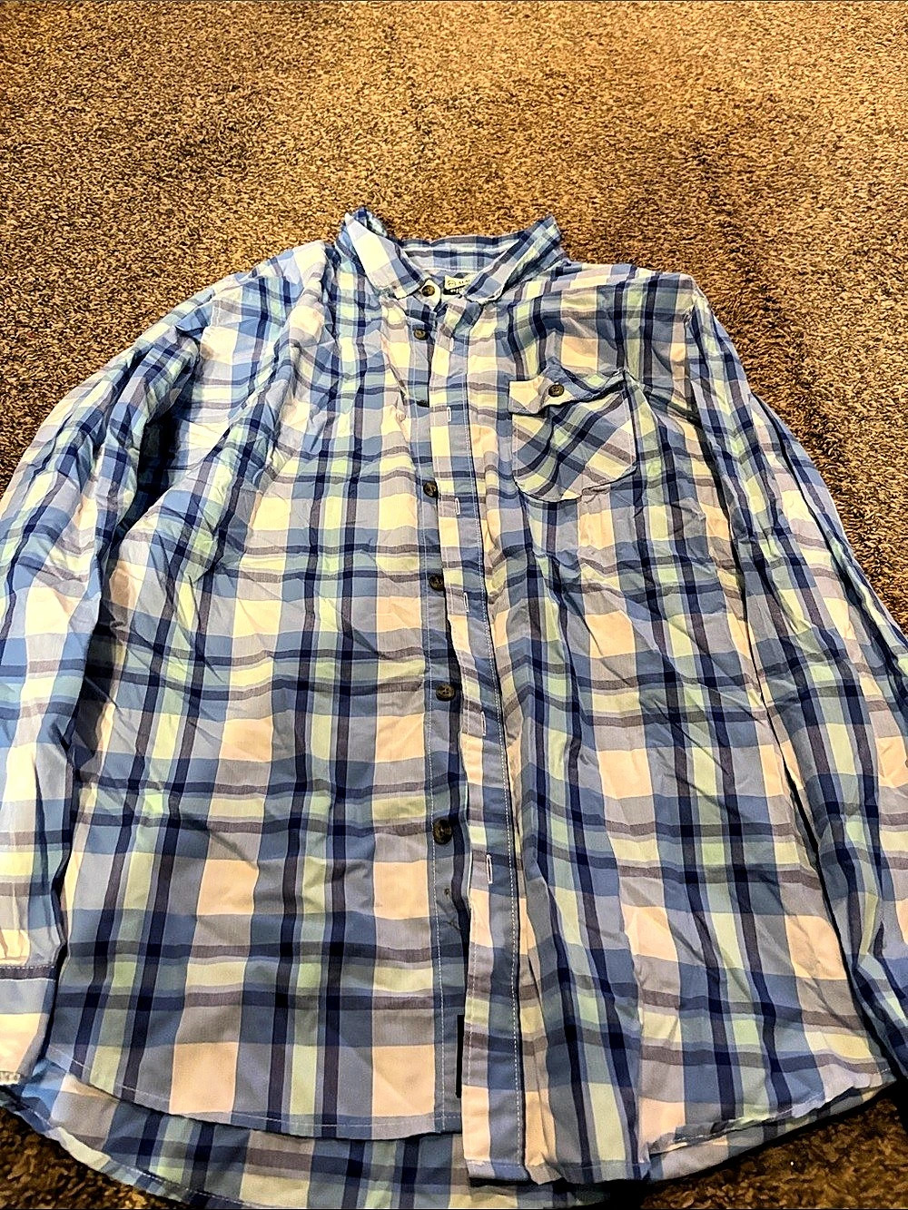Magellan Classic Fit Plaid Button Down in Blue & Green XL Like New